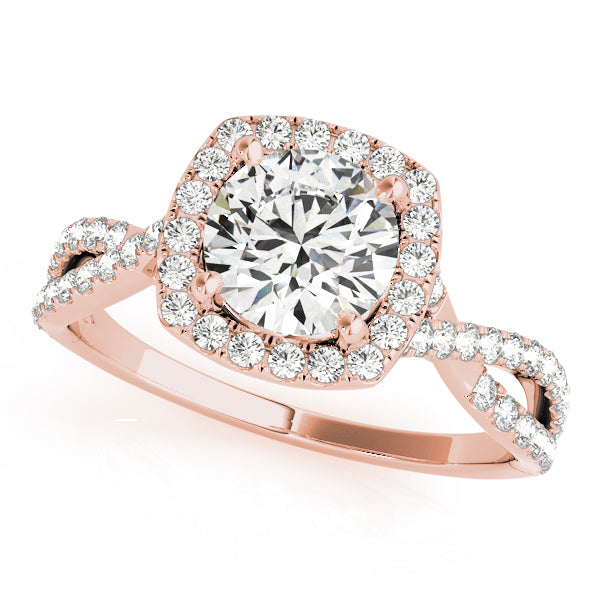 Twisted Shank Square Halo Engagement Ring - Elgrissy Diamonds