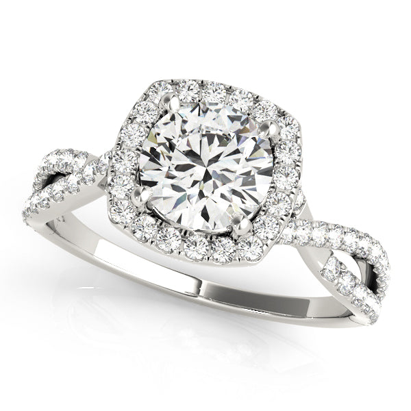 Twisted Shank Square Halo Engagement Ring - Elgrissy Diamonds