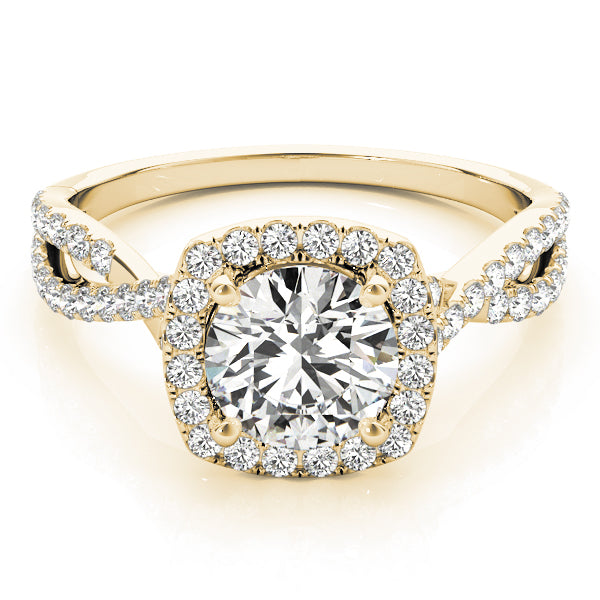 Twisted Shank Square Halo Engagement Ring - Elgrissy Diamonds