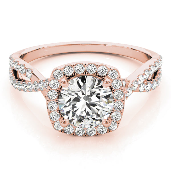 Twisted Shank Square Halo Engagement Ring - Elgrissy Diamonds