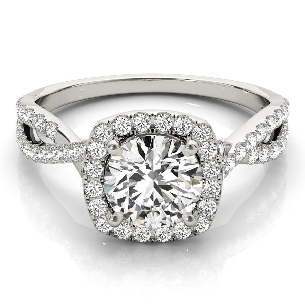 Twisted Shank Square Halo Engagement Ring - Elgrissy Diamonds