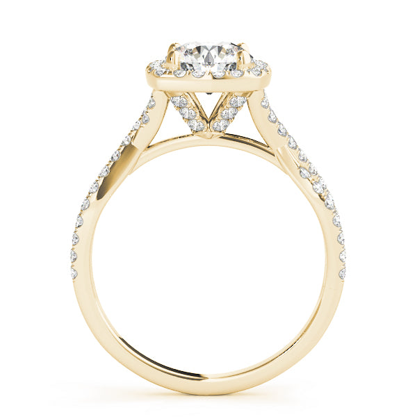 Twisted Shank Square Halo Engagement Ring - Elgrissy Diamonds