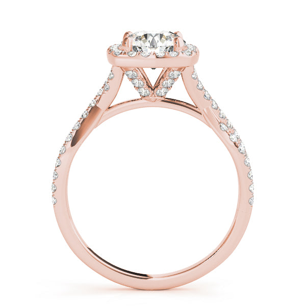 Twisted Shank Square Halo Engagement Ring - Elgrissy Diamonds