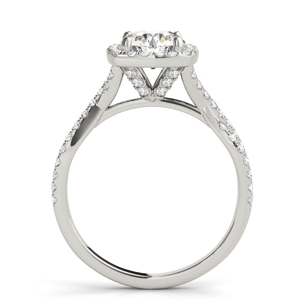 Twisted Shank Square Halo Engagement Ring - Elgrissy Diamonds