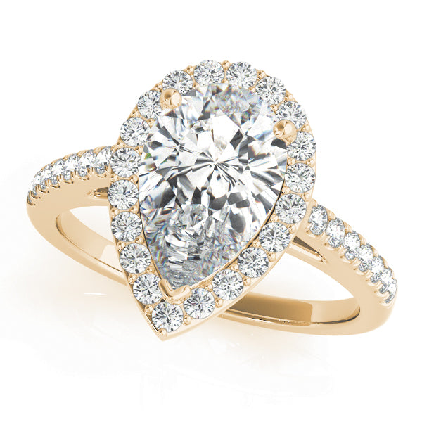 Pear Shape Halo Pavé Cathedral Engagement Ring - Elgrissy Diamonds