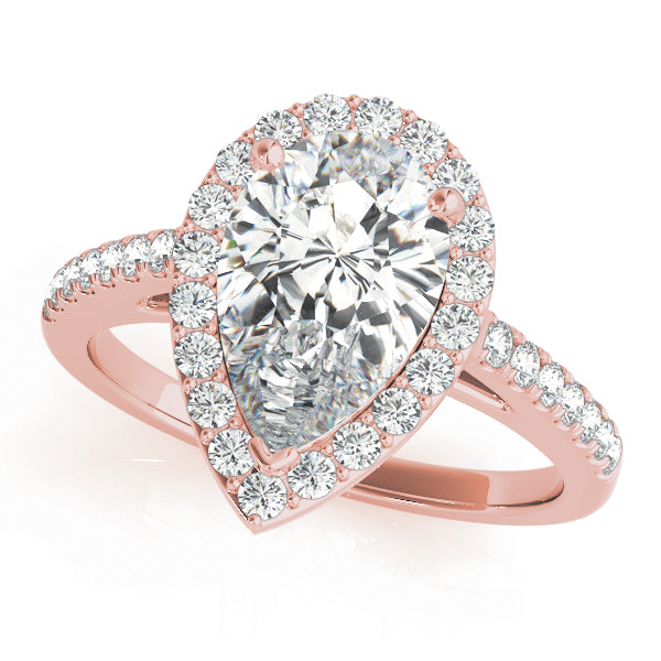 Pear Shape Halo Pavé Cathedral Engagement Ring - Elgrissy Diamonds