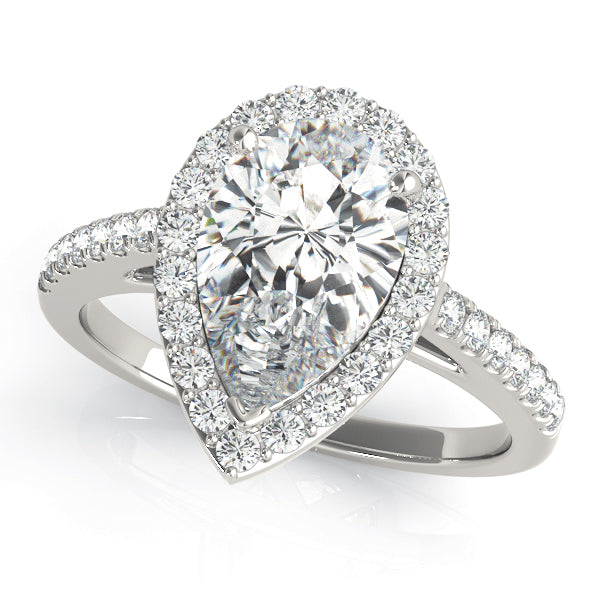 Pear Shape Halo Pavé Cathedral Engagement Ring - Elgrissy Diamonds
