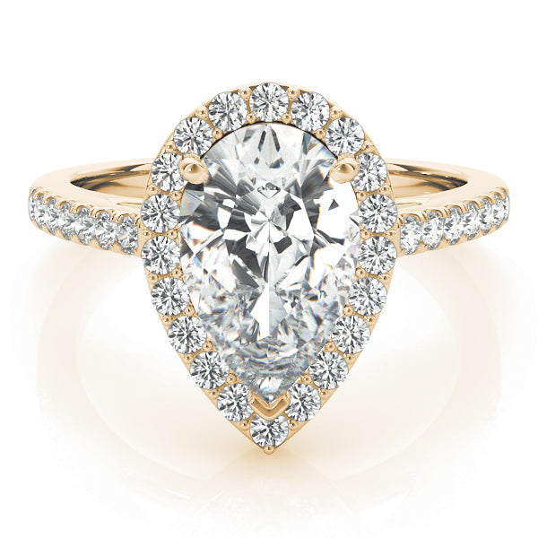 Pear Shape Halo Pavé Cathedral Engagement Ring - Elgrissy Diamonds