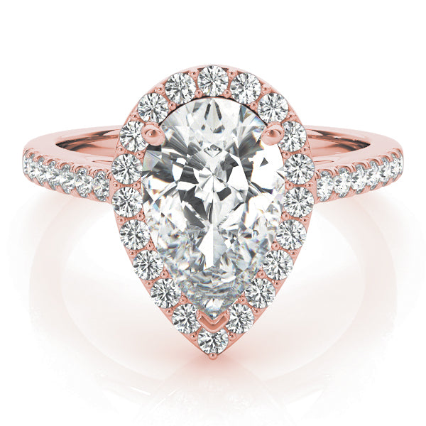 Pear Shape Halo Pavé Cathedral Engagement Ring - Elgrissy Diamonds