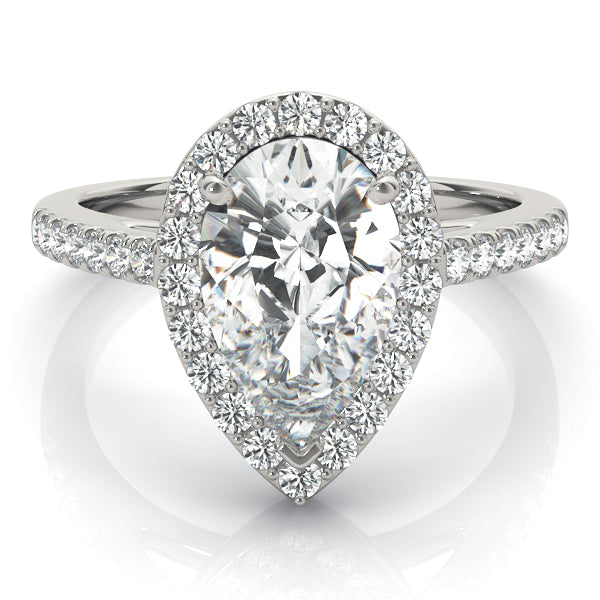 Pear Shape Halo Pavé Cathedral Engagement Ring - Elgrissy Diamonds