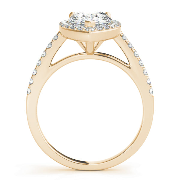 Pear Shape Halo Pavé Cathedral Engagement Ring - Elgrissy Diamonds