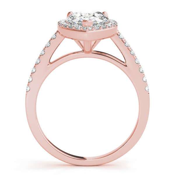 Pear Shape Halo Pavé Cathedral Engagement Ring - Elgrissy Diamonds