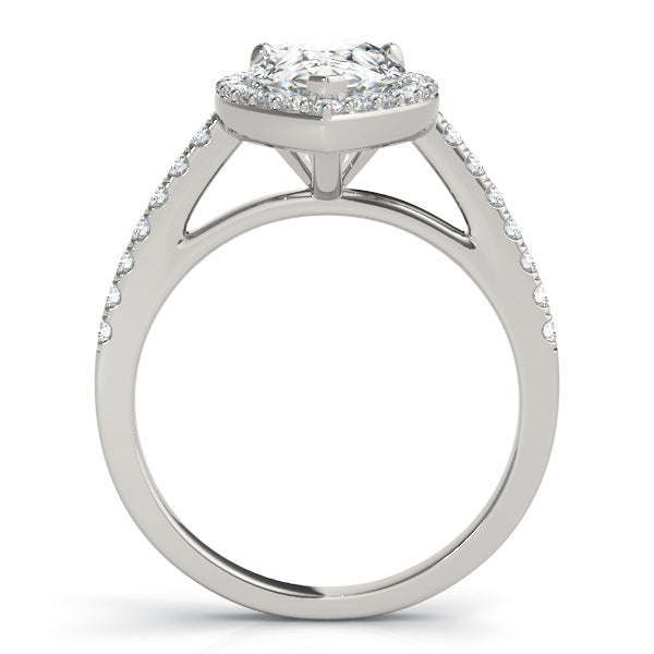 Pear Shape Halo Pavé Cathedral Engagement Ring - Elgrissy Diamonds