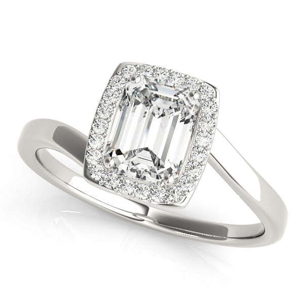 Halo Tension Emerald Cut Engagement Ring - Elgrissy Diamonds