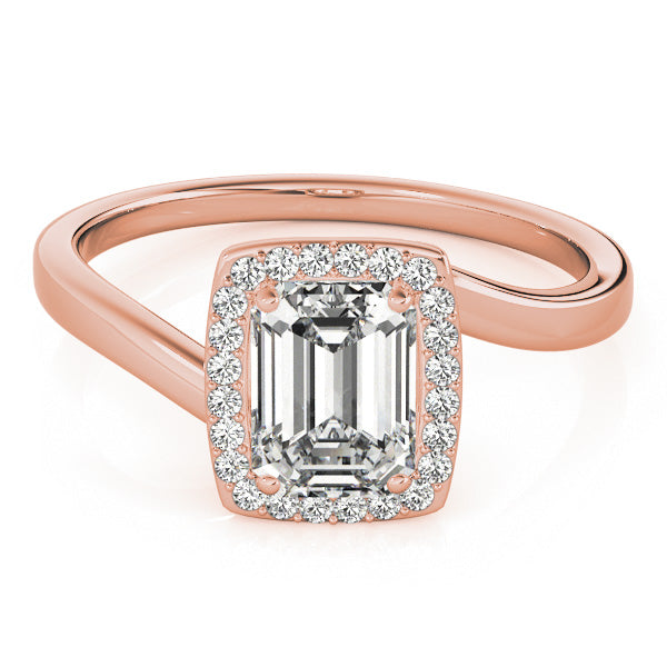 Halo Tension Emerald Cut Engagement Ring - Elgrissy Diamonds