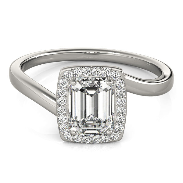 Halo Tension Emerald Cut Engagement Ring - Elgrissy Diamonds