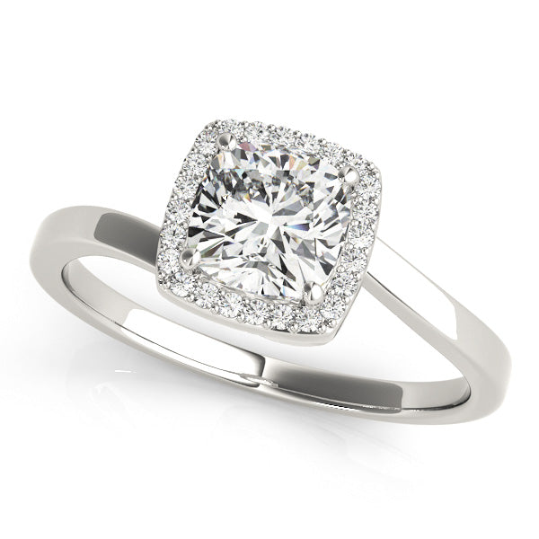 Tension Swirl Halo Cushion Engagement Ring - Elgrissy Diamonds
