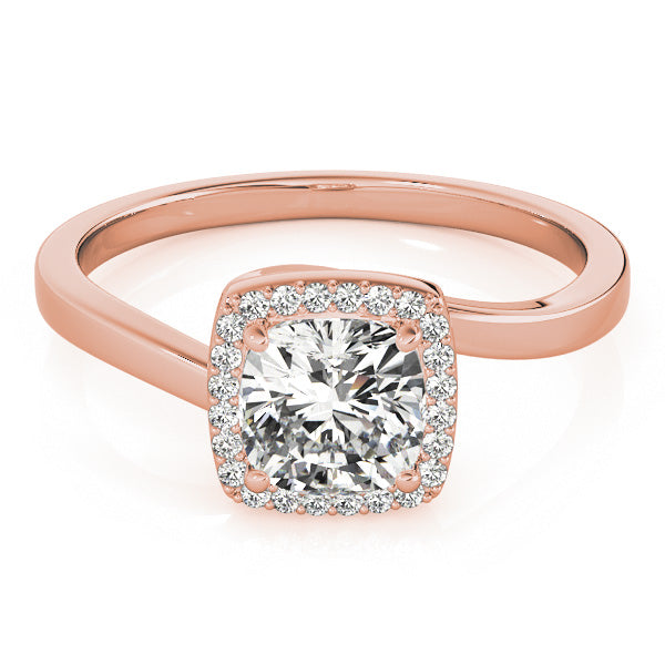 Tension Swirl Halo Cushion Engagement Ring - Elgrissy Diamonds