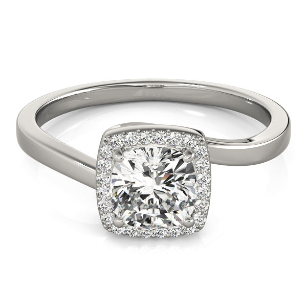 Tension Swirl Halo Cushion Engagement Ring - Elgrissy Diamonds