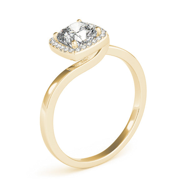 Tension Swirl Halo Cushion Engagement Ring - Elgrissy Diamonds