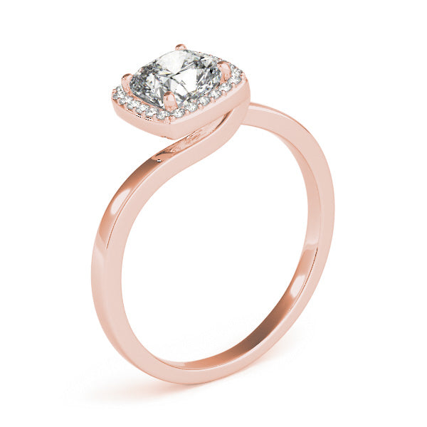Tension Swirl Halo Cushion Engagement Ring - Elgrissy Diamonds