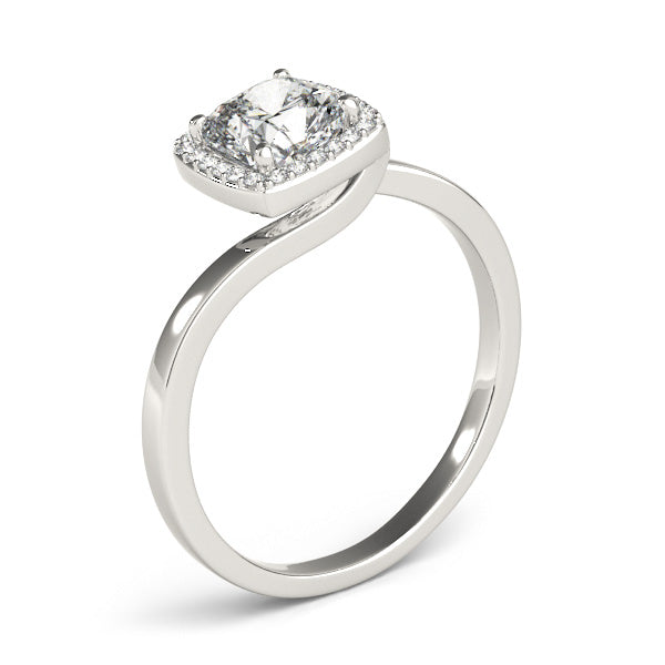 Tension Swirl Halo Cushion Engagement Ring - Elgrissy Diamonds