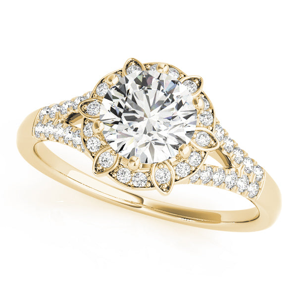 Round Diamond Pavé Halo And Split Shank Engagement Ring - Elgrissy Diamonds