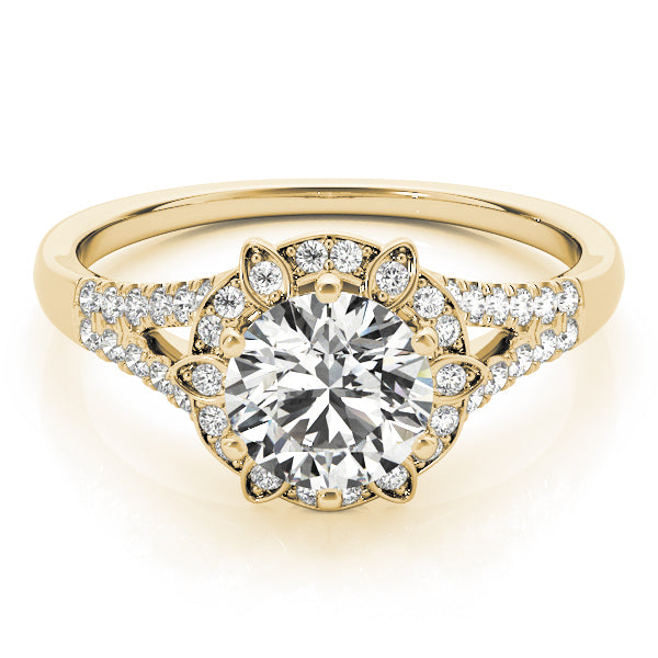 Round Diamond Pavé Halo And Split Shank Engagement Ring - Elgrissy Diamonds