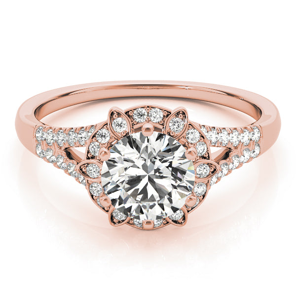 Round Diamond Pavé Halo And Split Shank Engagement Ring - Elgrissy Diamonds