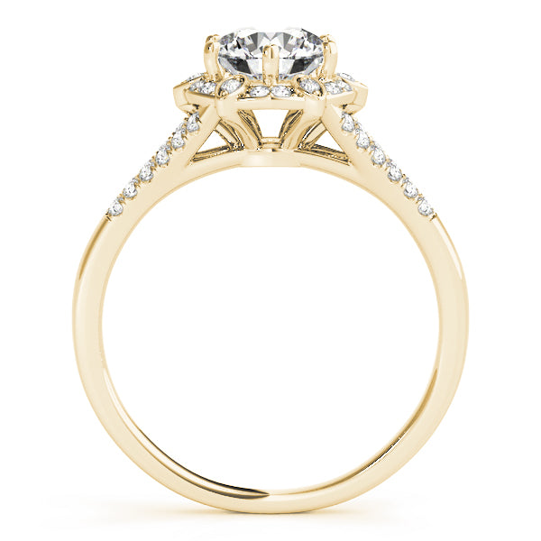 Round Diamond Pavé Halo And Split Shank Engagement Ring - Elgrissy Diamonds