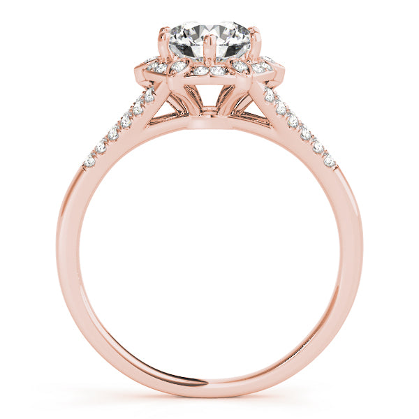 Round Diamond Pavé Halo And Split Shank Engagement Ring - Elgrissy Diamonds