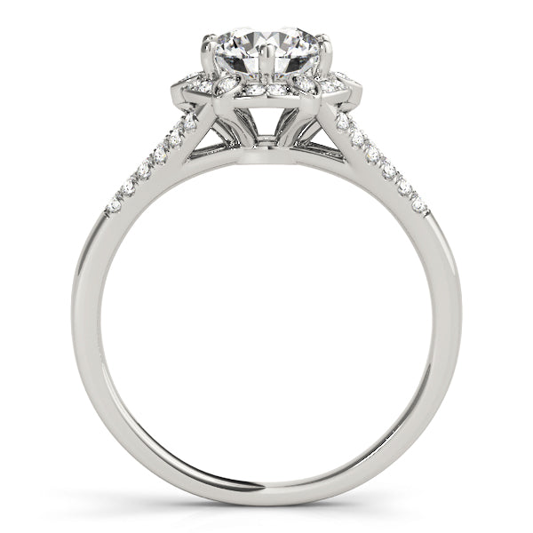 Round Diamond Pavé Halo And Split Shank Engagement Ring - Elgrissy Diamonds