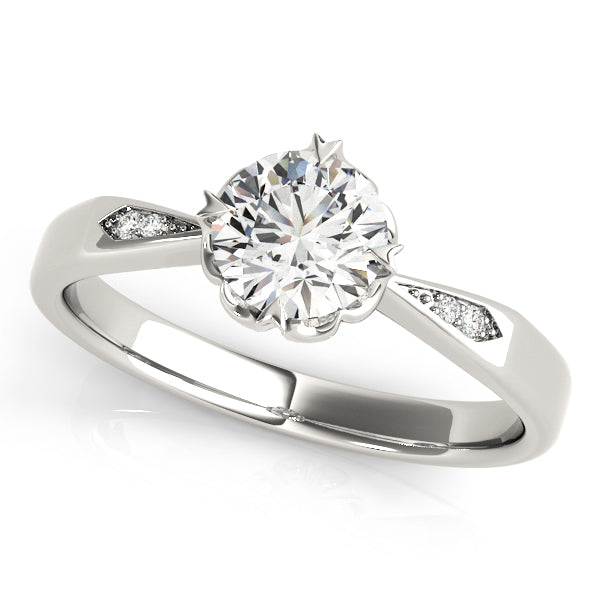 Round Diamond Tapered Pavé Engagement Ring - Elgrissy Diamonds