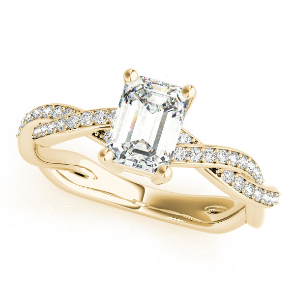 Channel Twisted Shank Emerald Cut Engagement Ring - Elgrissy Diamonds