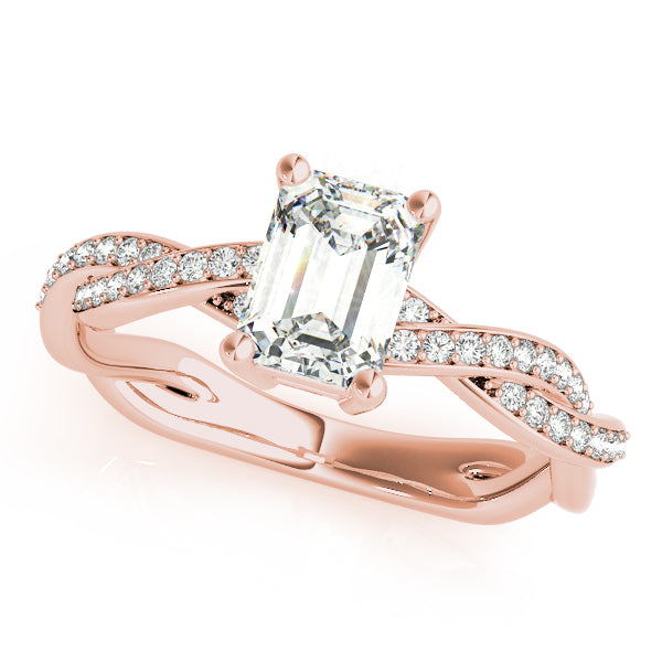 Channel Twisted Shank Emerald Cut Engagement Ring - Elgrissy Diamonds
