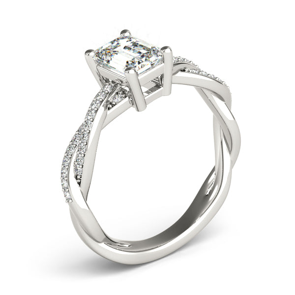 Channel Twisted Shank Emerald Cut Engagement Ring - Elgrissy Diamonds