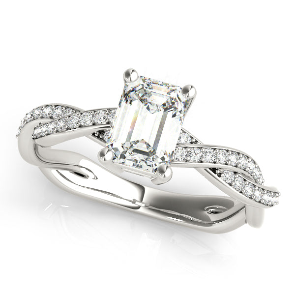 Channel Twisted Shank Emerald Cut Engagement Ring - Elgrissy Diamonds