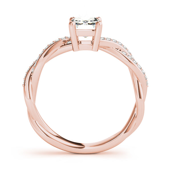 Channel Twisted Shank Emerald Cut Engagement Ring - Elgrissy Diamonds