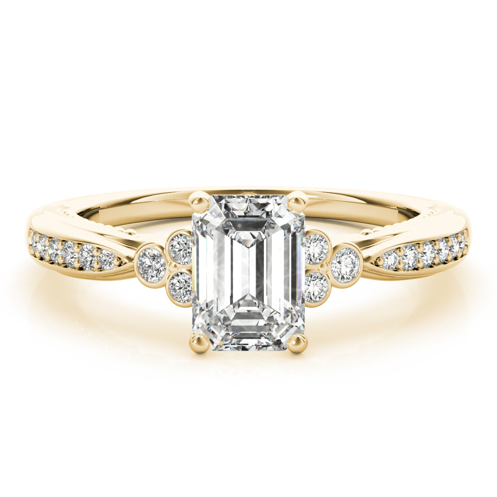 Vintage Tapered Emerald Cut Engagement Ring - Elgrissy Diamonds