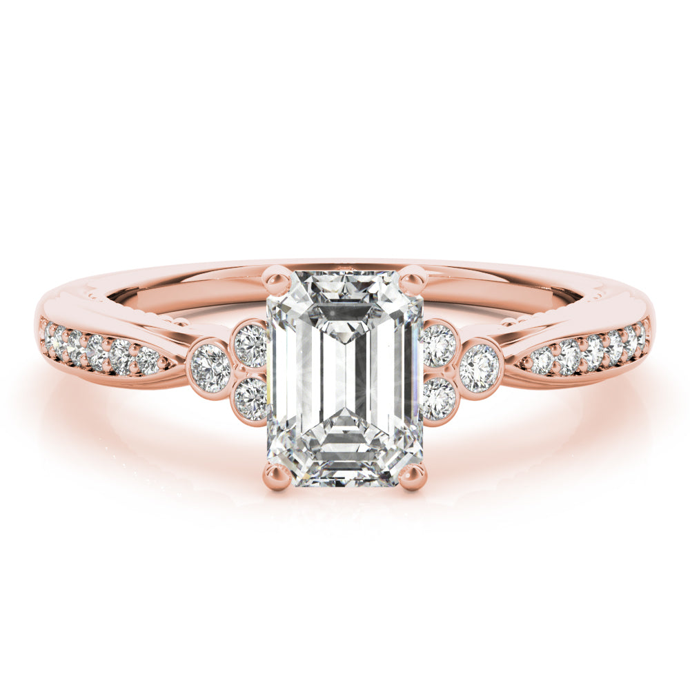Vintage Tapered Emerald Cut Engagement Ring - Elgrissy Diamonds