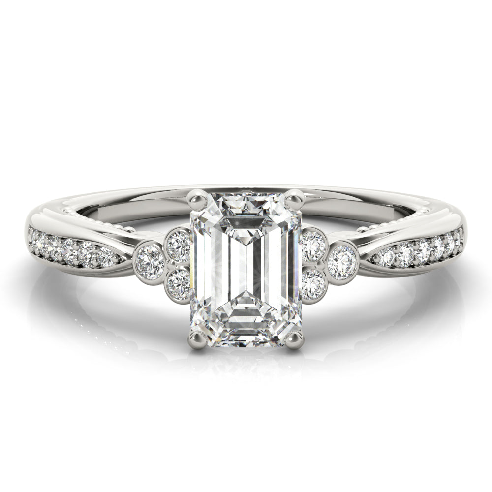 Vintage Tapered Emerald Cut Engagement Ring - Elgrissy Diamonds