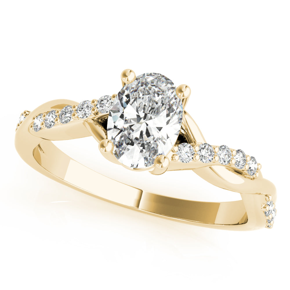 Pavé Twisted Shank Oval Engagement Ring - Elgrissy Diamonds