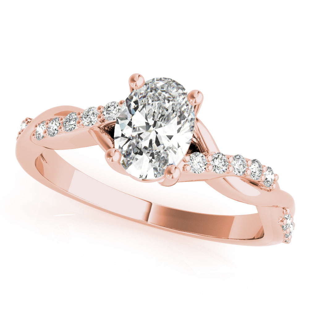 Pavé Twisted Shank Oval Engagement Ring - Elgrissy Diamonds