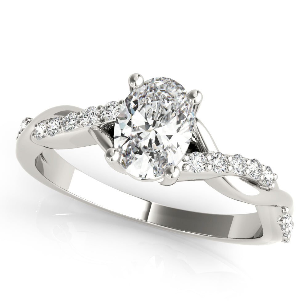 Pavé Twisted Shank Oval Engagement Ring - Elgrissy Diamonds