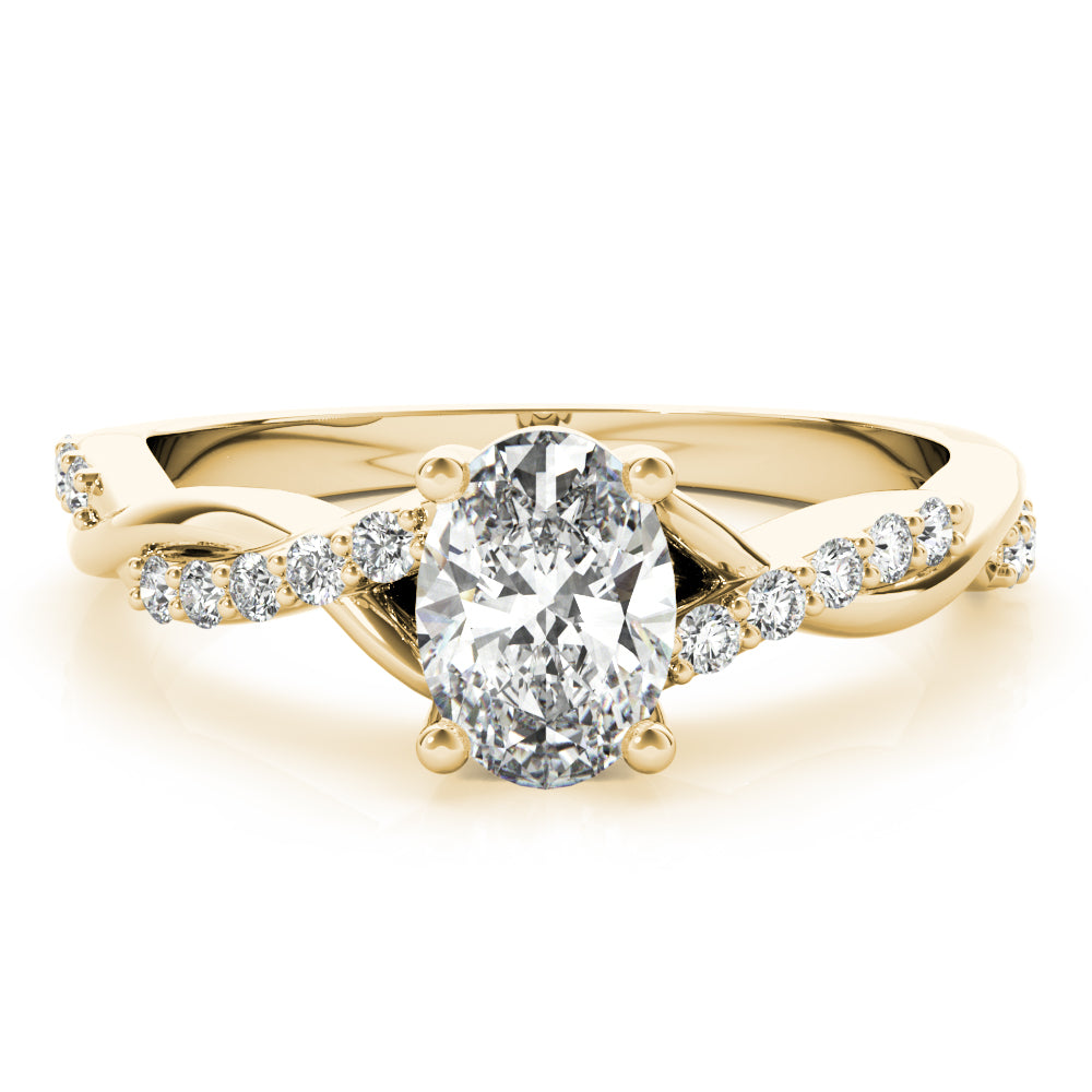 Pavé Twisted Shank Oval Engagement Ring - Elgrissy Diamonds