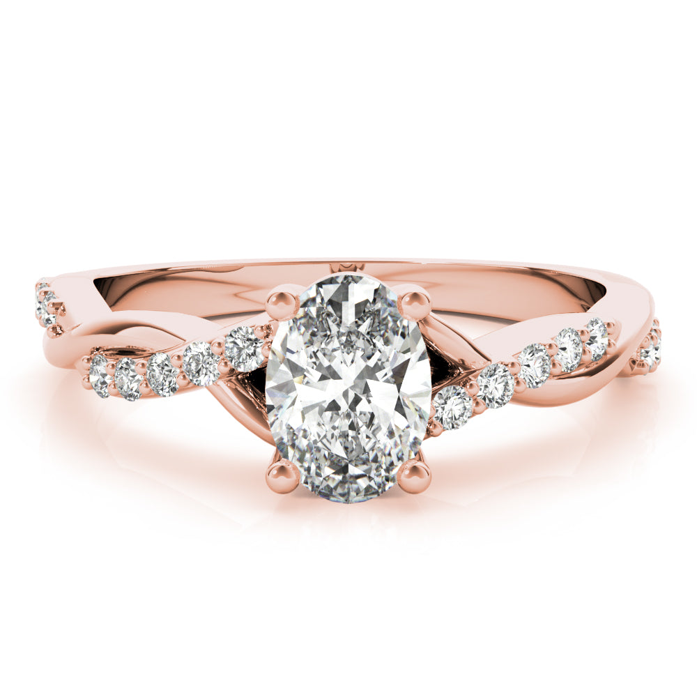 Pavé Twisted Shank Oval Engagement Ring - Elgrissy Diamonds