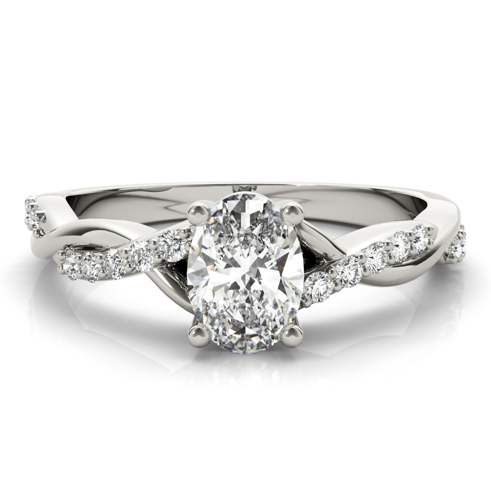 Pavé Twisted Shank Oval Engagement Ring - Elgrissy Diamonds