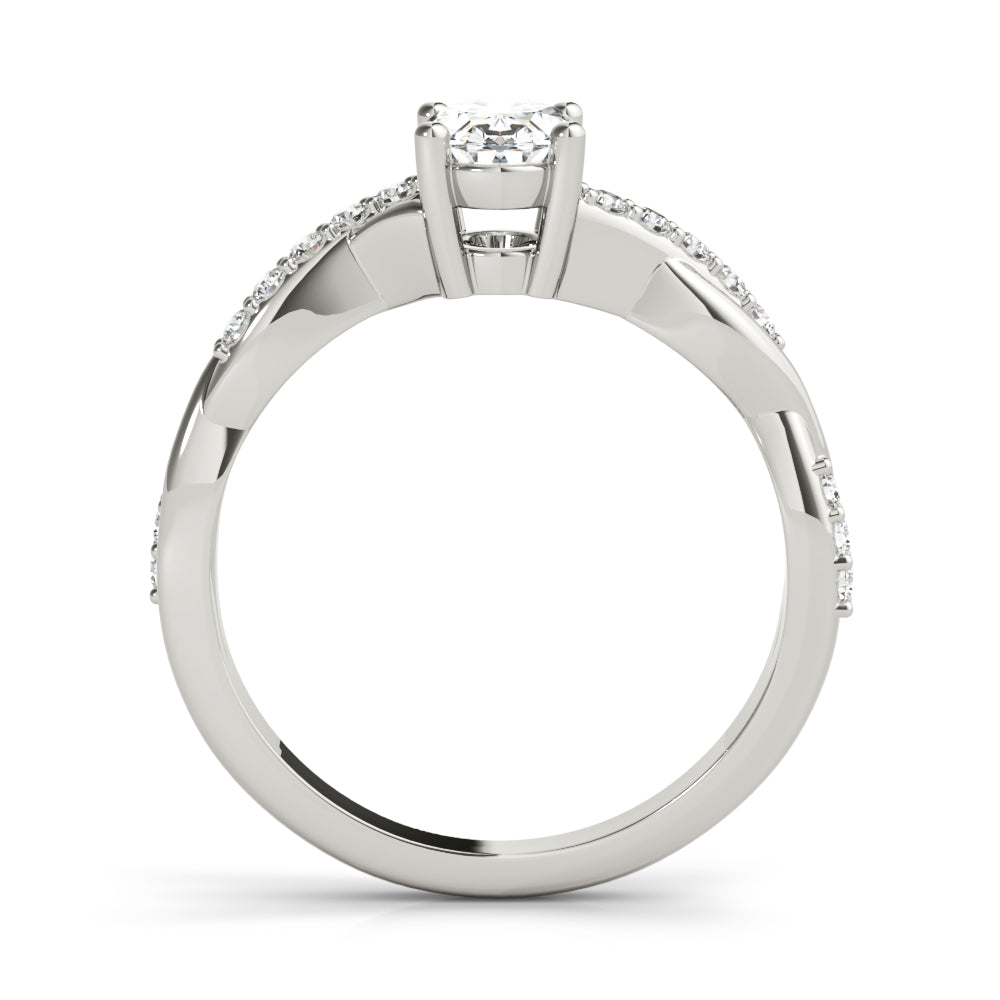 Pavé Twisted Shank Oval Engagement Ring - Elgrissy Diamonds