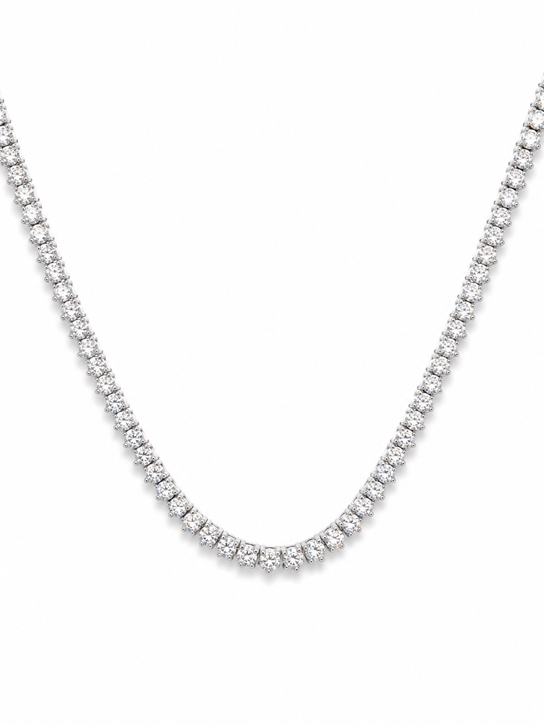 9.80ct Lab- Grown Diamond Tennis Necklace -14k White Gold (3 Prong)