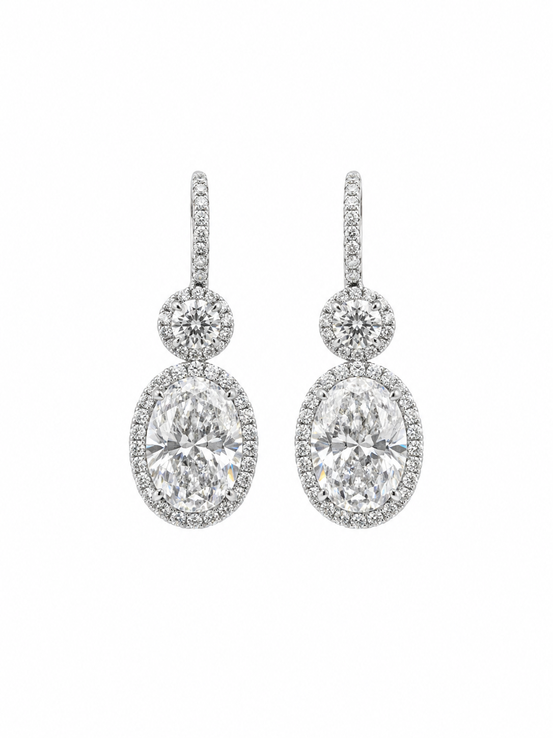 Drop Oval Lab Grown Diamond Earrings in 18k White Gold
